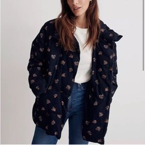 Madewell corduroy crop puffer jacket brittanica block print